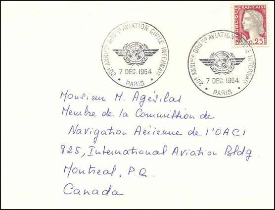 Cover sent to Agésilas - ANC - 1964 copy